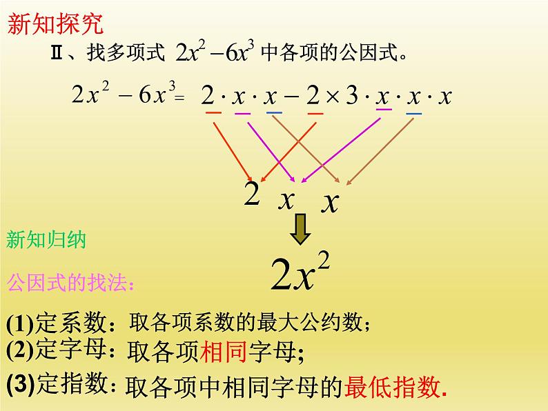 北师大版八年级数学下册 4.2提公因式法（1）（课件）第3页