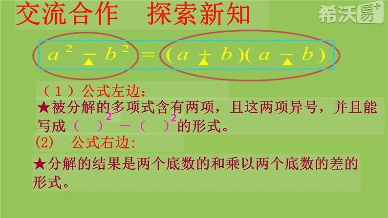 北师大版八年级数学下册 4.3 利用平方差公式进行因式分解（课件）第4页