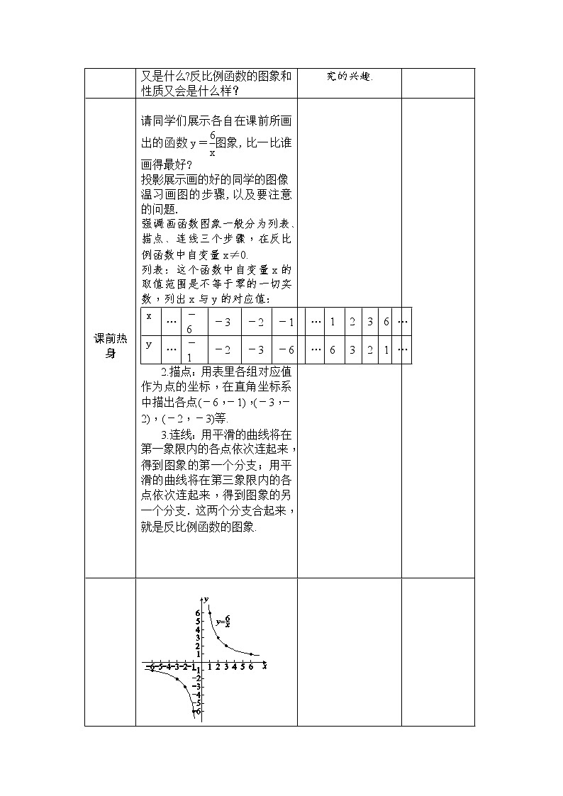华东师大版八年级下册数学  17.4.2 反比例函数的图象和性质（教案）02
