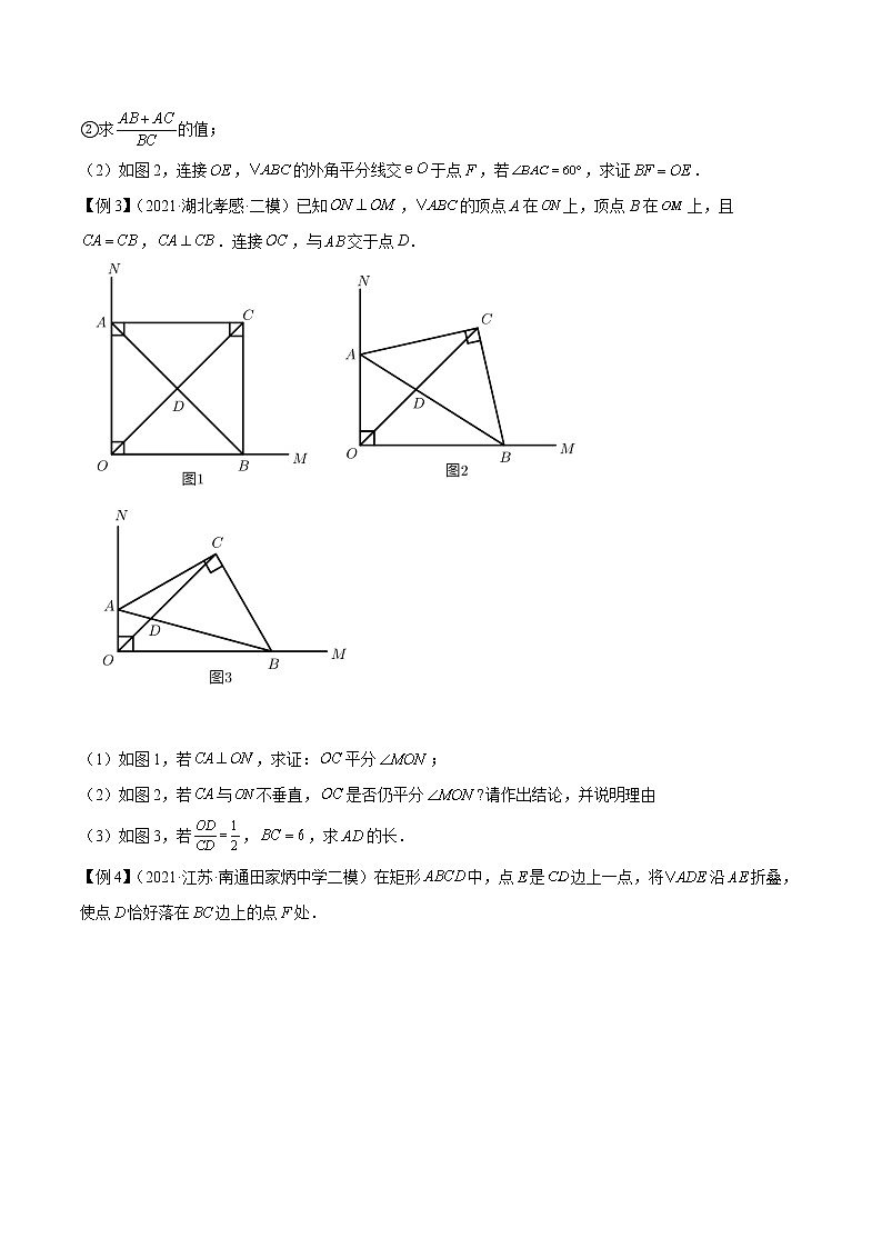 2022年苏教版中考数学压轴题经典模型教案专题10 角平分线模型02