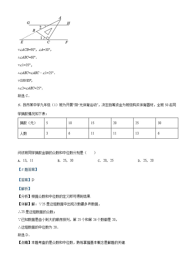 精品解析：2020年山东省德州市武城县中考数学二模试题（解析版+原卷板）03