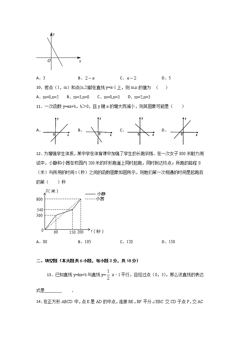 沪教版八年级数学下册专项测试和期中期末强化冲刺卷 第20章 一次函数（巩固篇）03