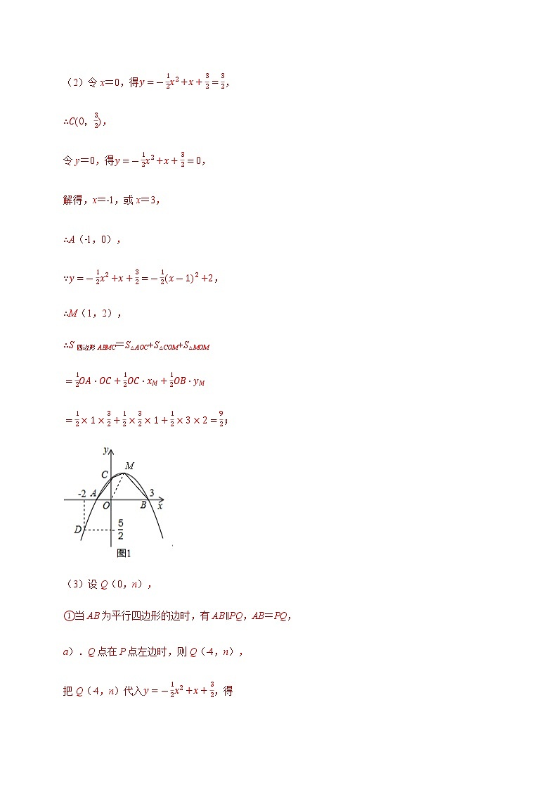 专题十七   二次函数与平行四边形存在问题-2022年中考数学二轮复习之重难热点提分专题（解析版）第2页