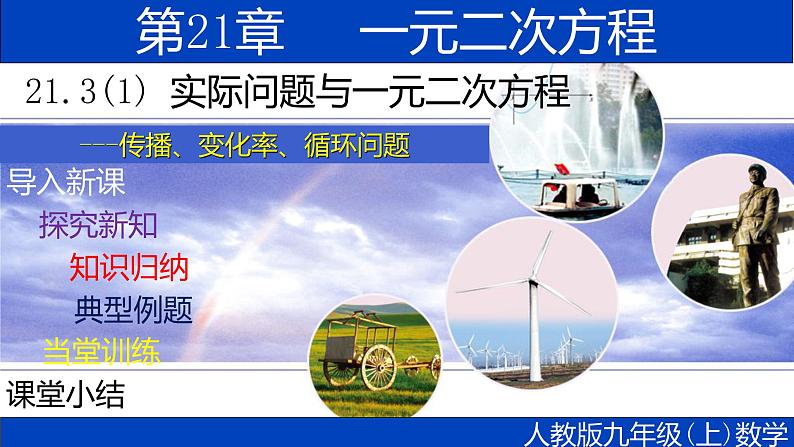 21.3（1） 实际问题与一元二次方程-传播、变化率、循环问题-2021-2022学年九年级数学上册教学课件（人教版）01