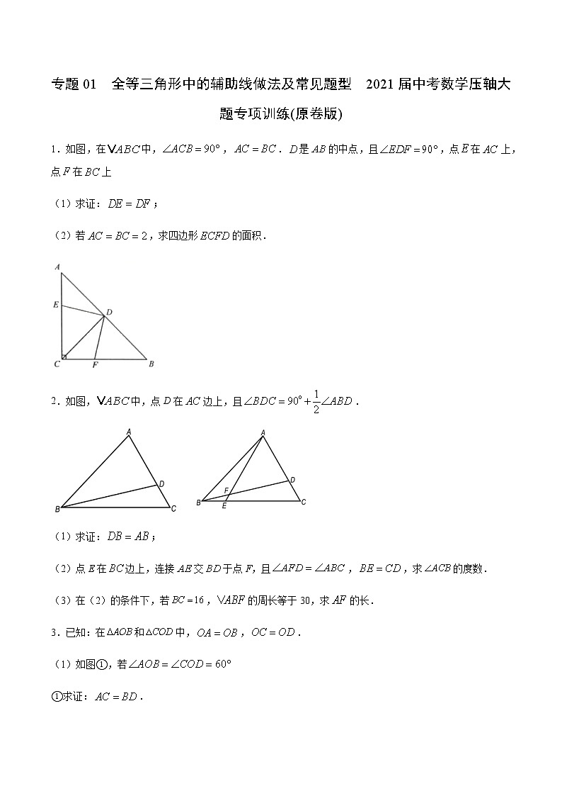 专题01  全等三角形中的辅助线做法及常见题型(原卷版)第1页