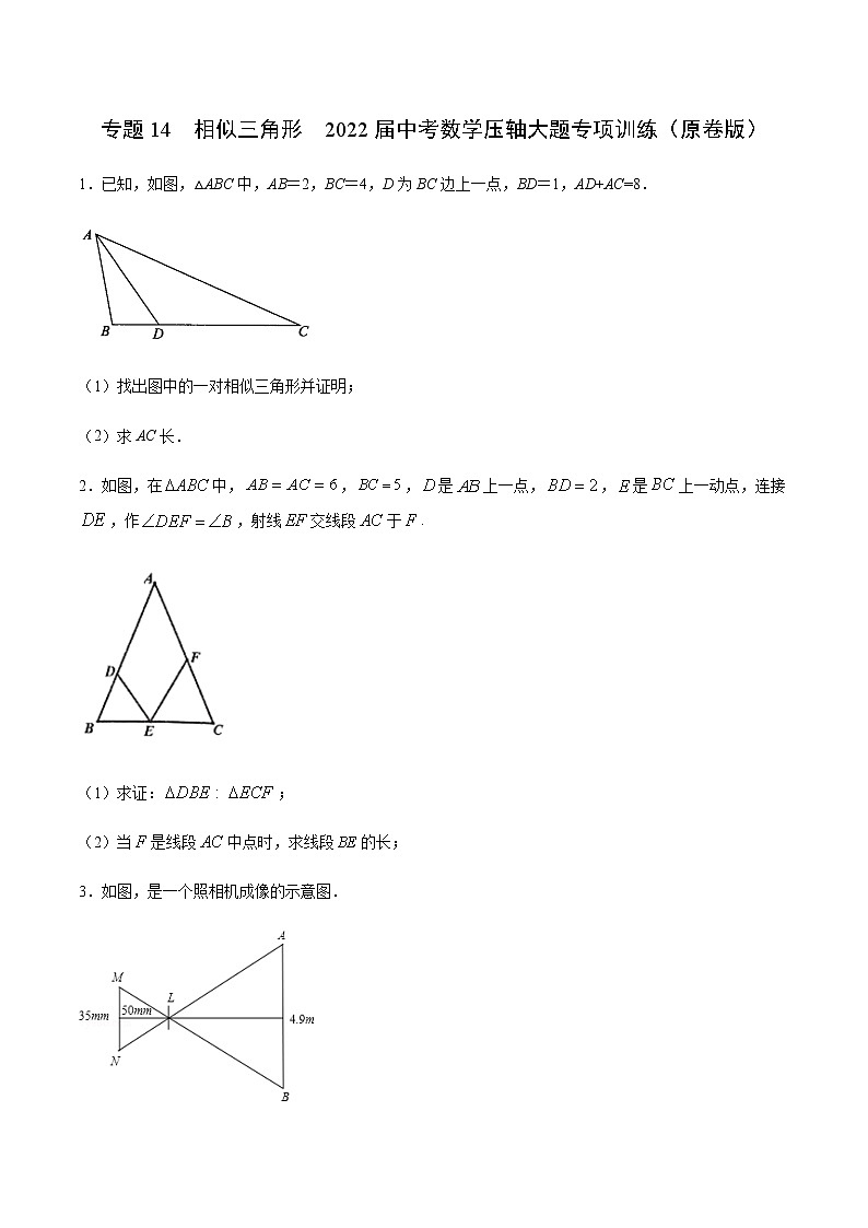 专题14  相似三角形（原卷版）第1页