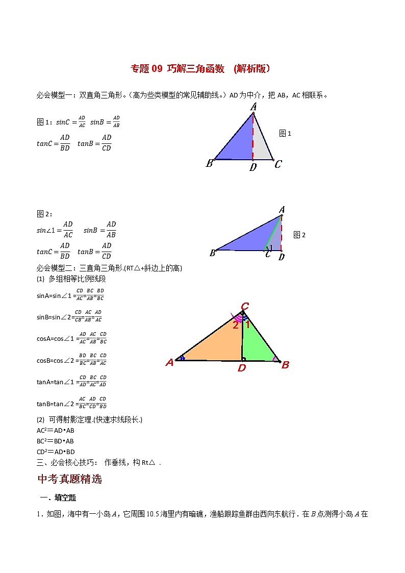 专题09 巧解三角函数-2022年决胜中考数学考前抢分冲刺（全国通用）01