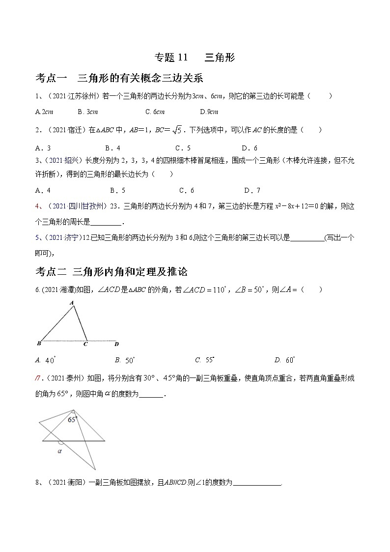 专题11 三角形（原卷版） 第1页