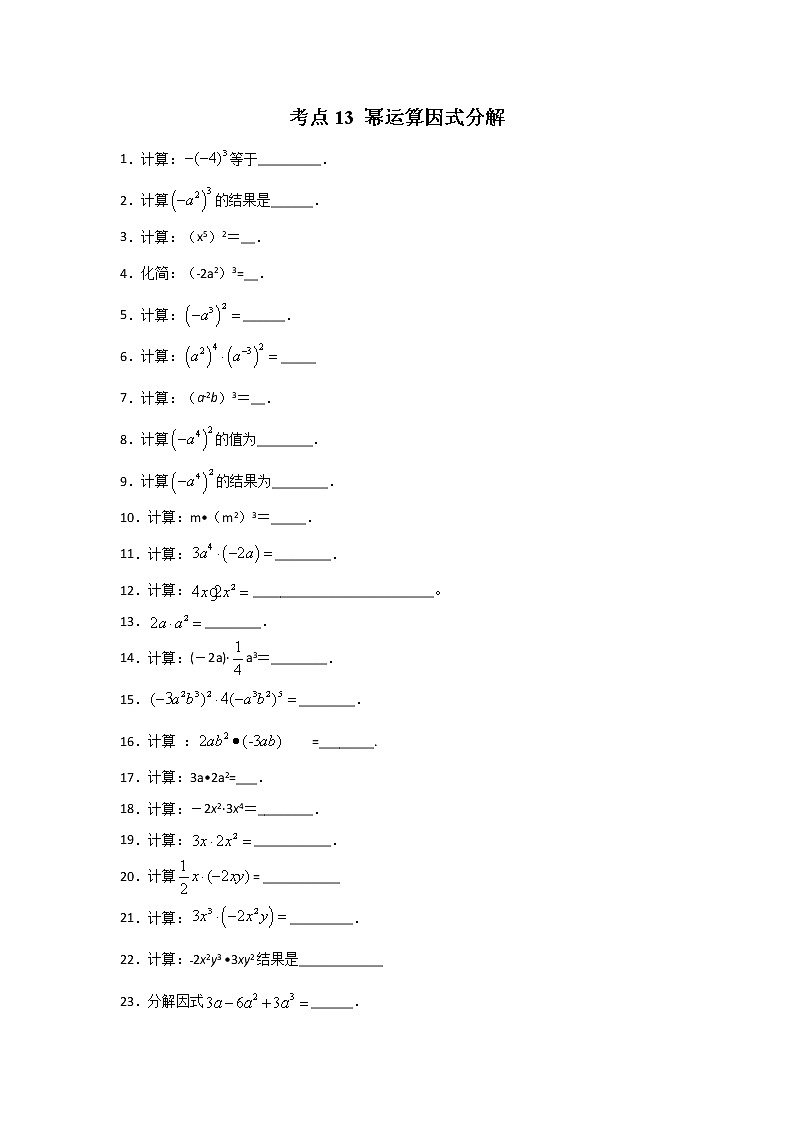 考点13 幂运算因式分解 （原卷版）第1页