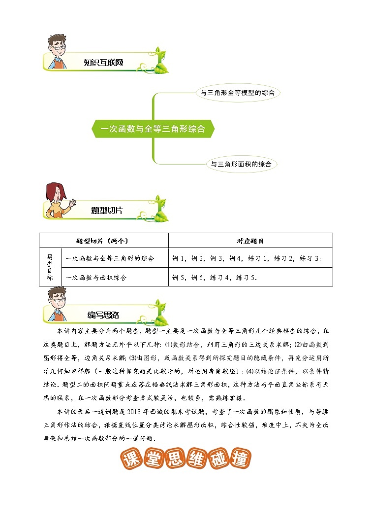 2021-2022学年苏教版初二数学下册专项练习第3讲.一次函数与全等三角形综合（含答案）第2页
