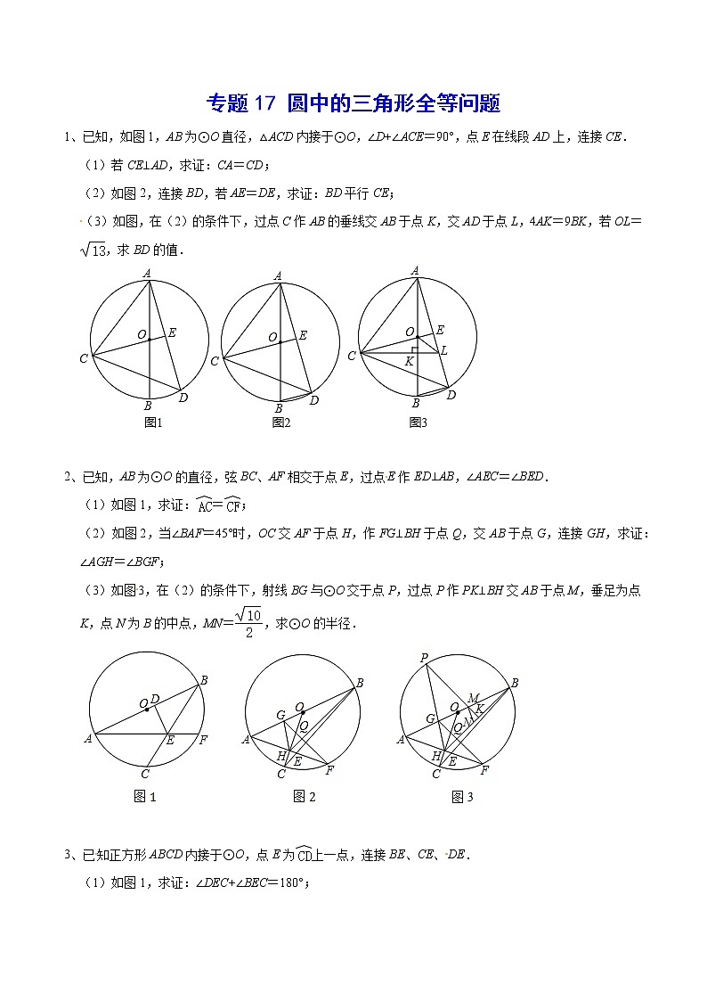 专题17 圆中的三角形全等问题(原卷版)第1页