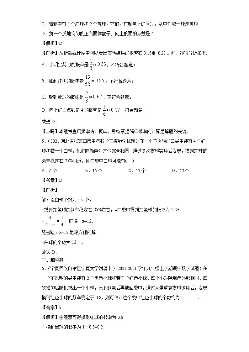 考点05 用频率估计概率-2022届九年级《新题速递·数学》（人教版）03