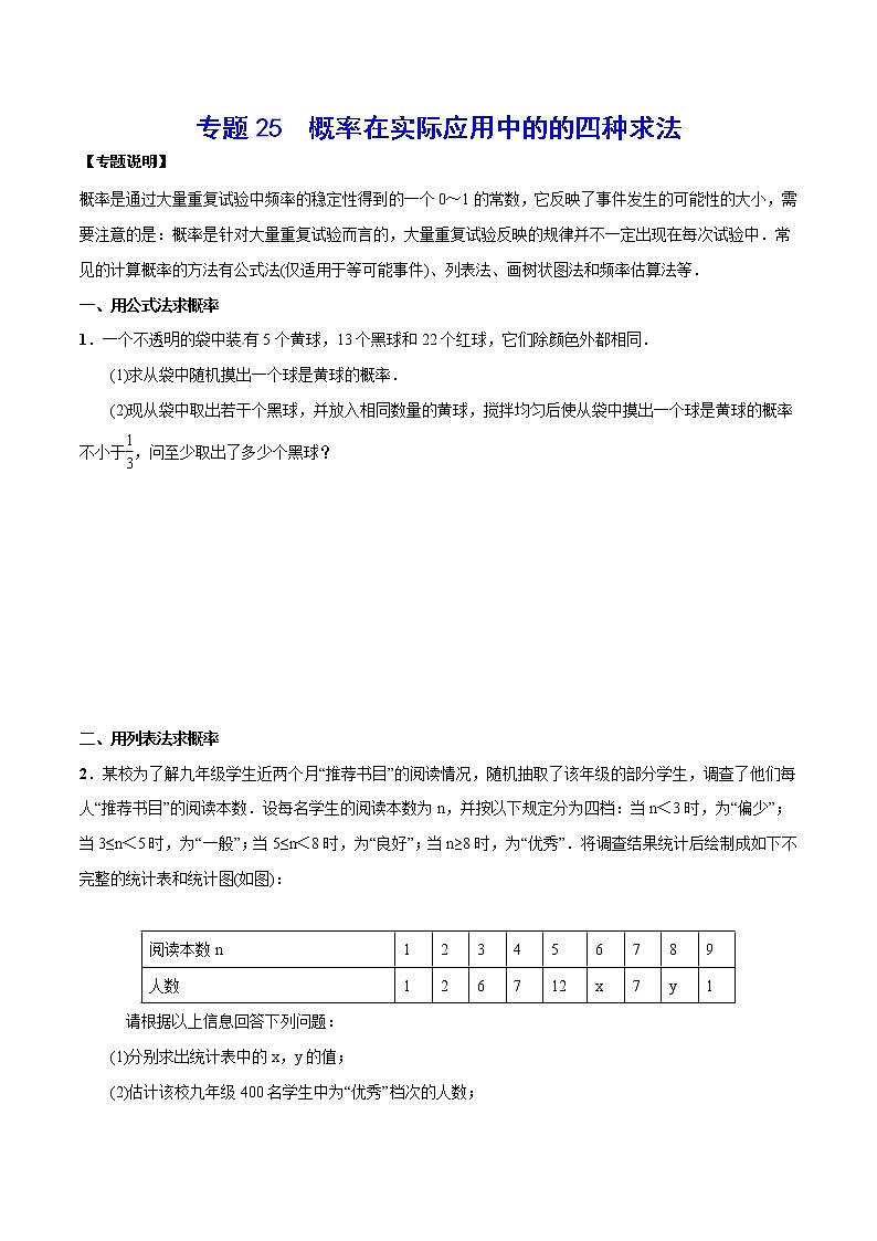 专题25  概率在实际应用中的的四种求法(原卷版)第1页