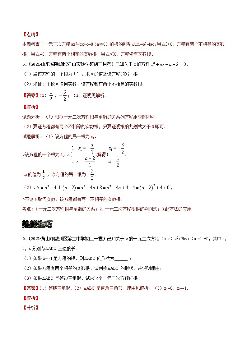 专训11 一元二次方程根的判别式应用（解析版）第3页