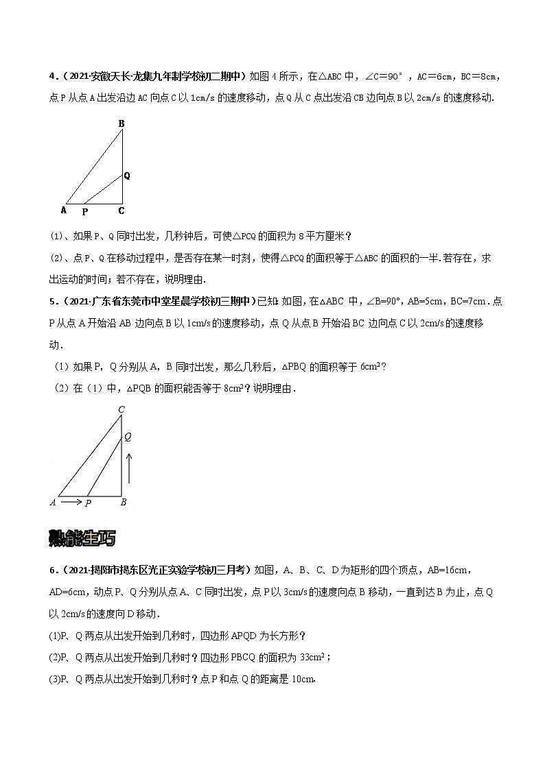 专训19 一元二次方程的应用：动点问题（原卷版）第2页
