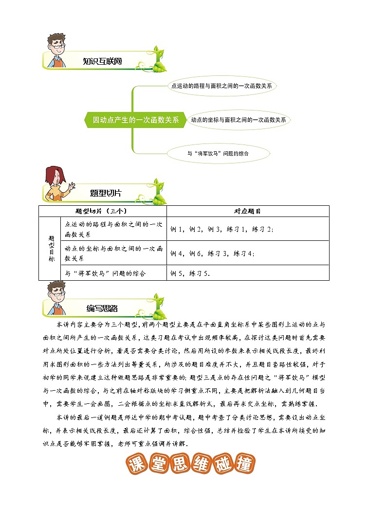 2021-2022学年苏教版初二数学下册专项练习第13讲.因动点产生的一次函数关系（含答案）02