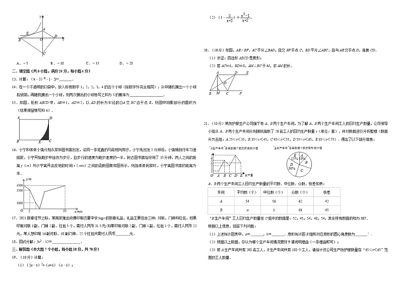 重庆市2022年初中学业水平考试数学模拟卷第2页