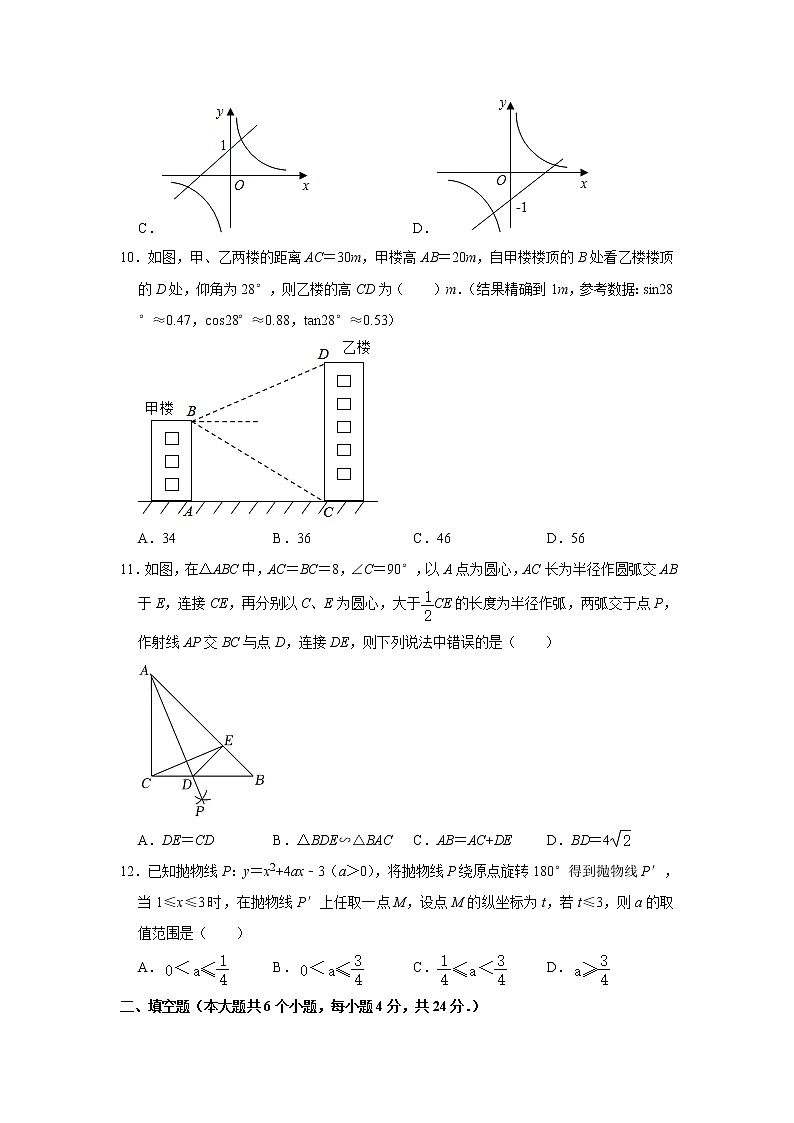 2022年山东省济南市历下区中考数学一模试卷(word版含答案)第3页