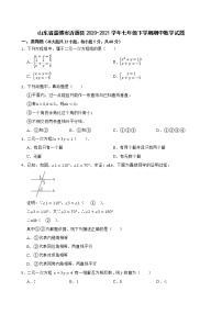 山东省淄博市沂源县2020-2021学年七年级下学期期中数学试题(word版含答案)