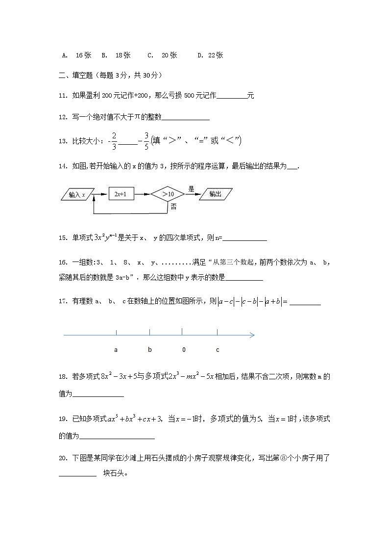 连云港市新海实验中学2019--2020学年度第一学期七年级数学期中测试（无答案）第3页
