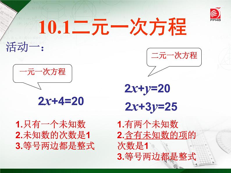 2020-2021学年 苏科版七年级数学下册 10.1 二元一次方程 课件第4页