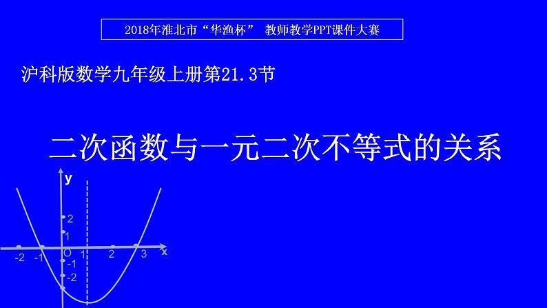 沪科版数学九年级上册 21.3 《二次函数月一元二次不等式的关系》（课件）第1页