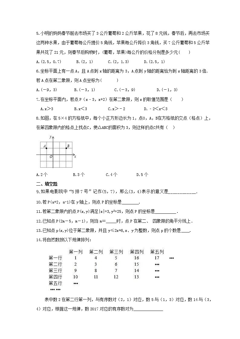 中考数学一轮复习全程演练4.1《平面直角坐标系》(原卷版) 第2页