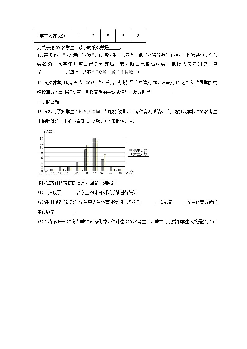中考数学一轮复习全程演练6.2《数据的分析与波动趋势》(原卷版) 第3页