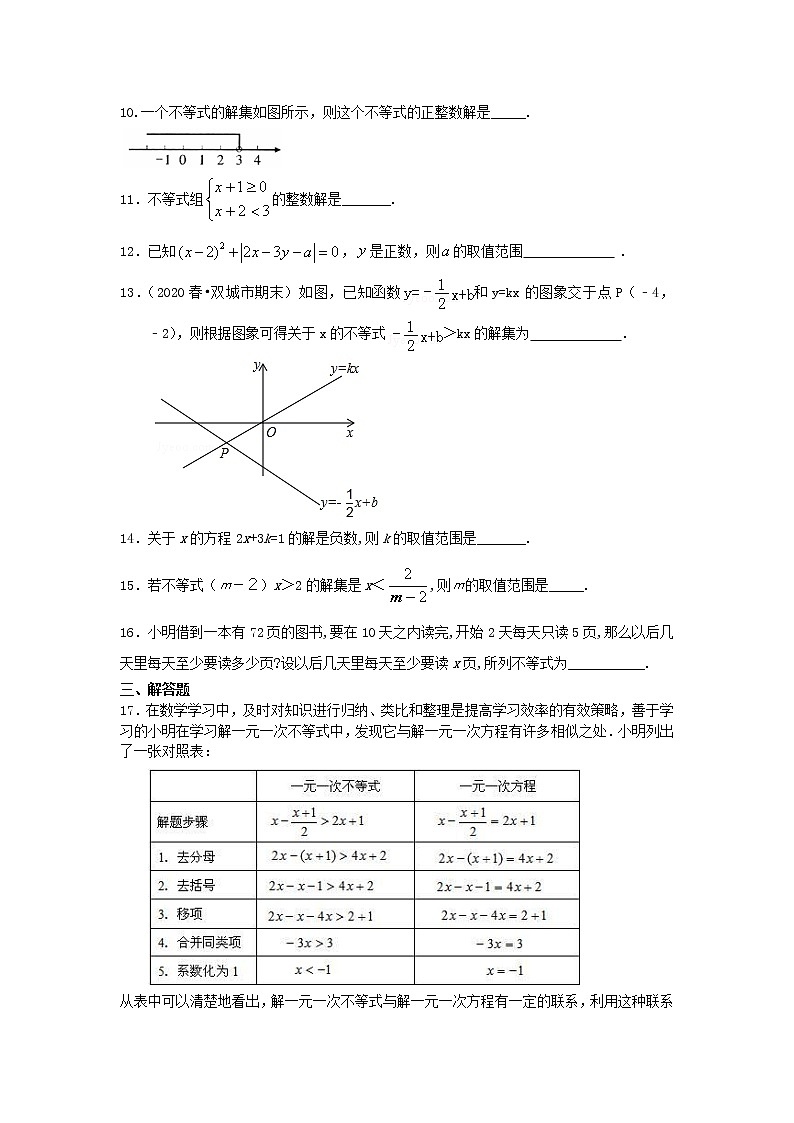 第21讲《一元一次不等式和不等式组》(基础)学案02