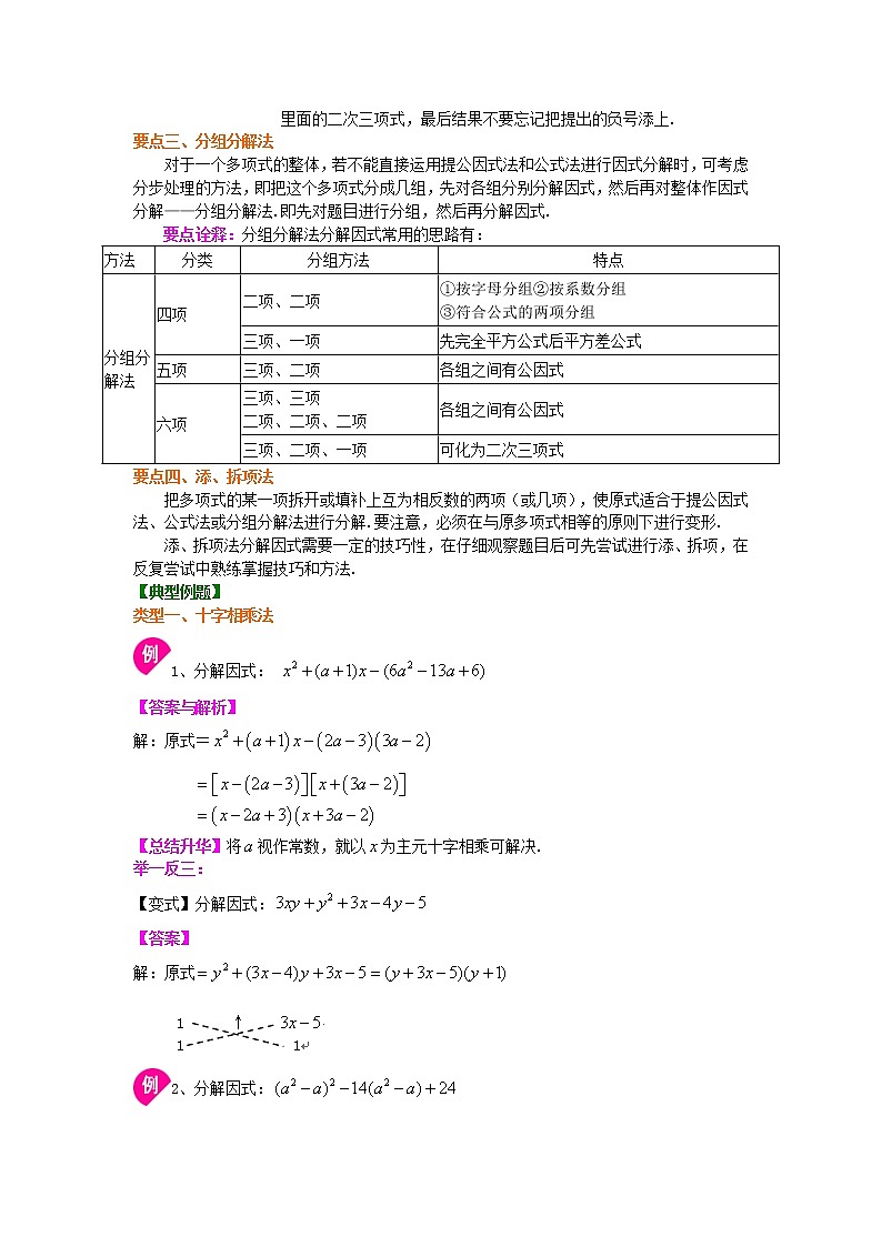 第34讲 十字相乘法及分组分解法(提高)（讲解＋练习）练习题02