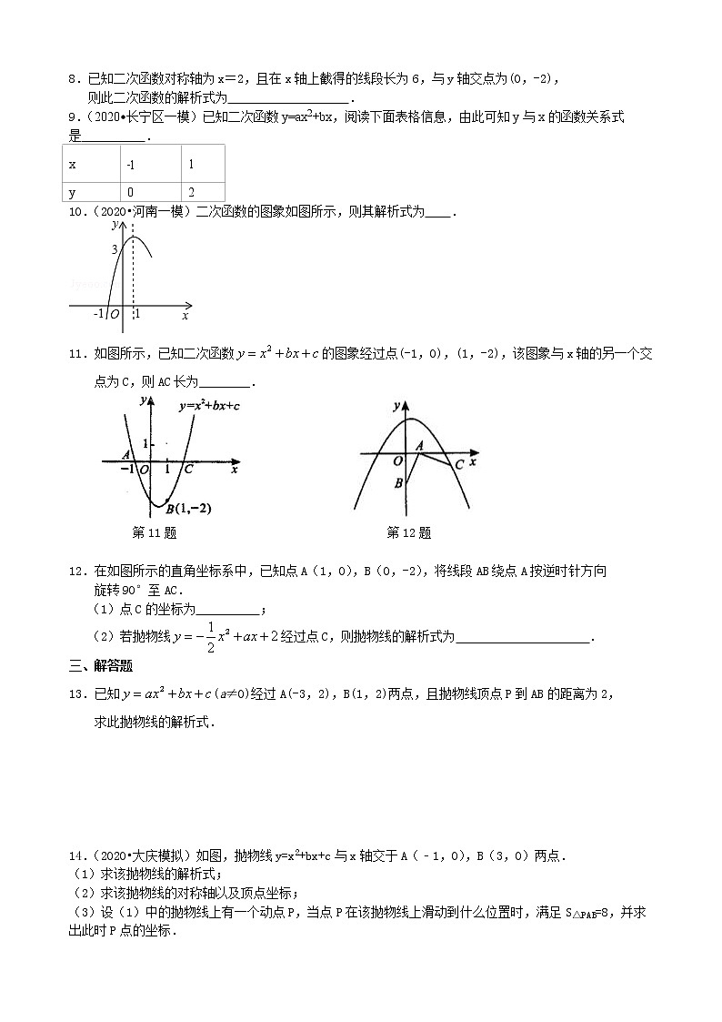 第11讲 待定系数法求二次函数的解析式(基础)学案02