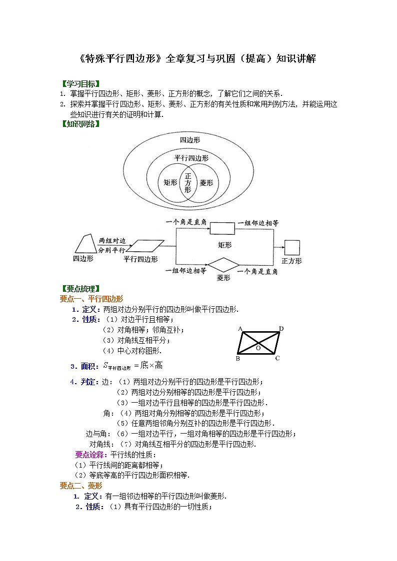 《特殊平行四边形》全章复习与巩固（提高）知识讲解第1页
