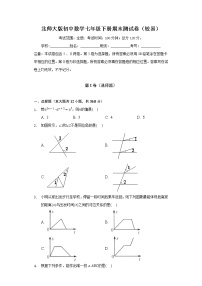 北师大版初中数学七年级下册期末测试卷（较易）（含答案解析）