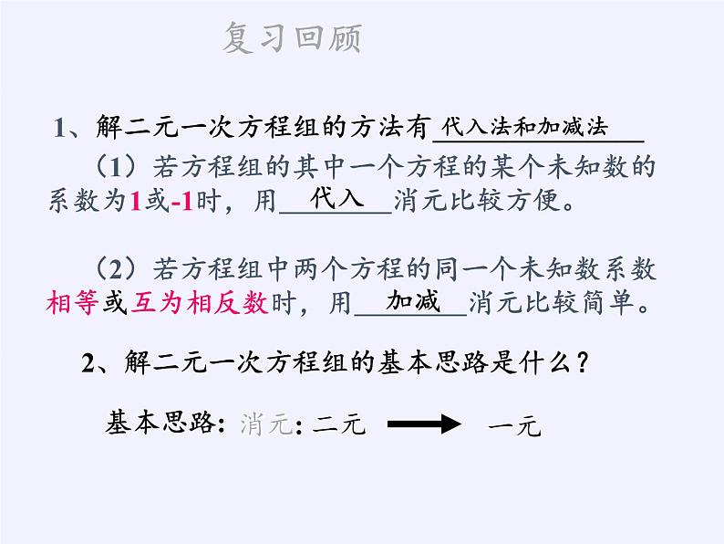 华东师大版七年级下册数学 7.3 三元一次方程组及其解法(1) 课件02