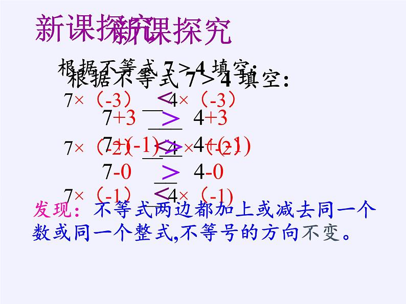 华东师大版七年级下册数学 8.2.2 不等式的简单变形(1) 课件第3页