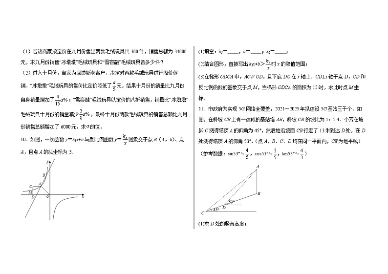 解答题必刷题--2022年初中数学二轮中考备考（二）第2页
