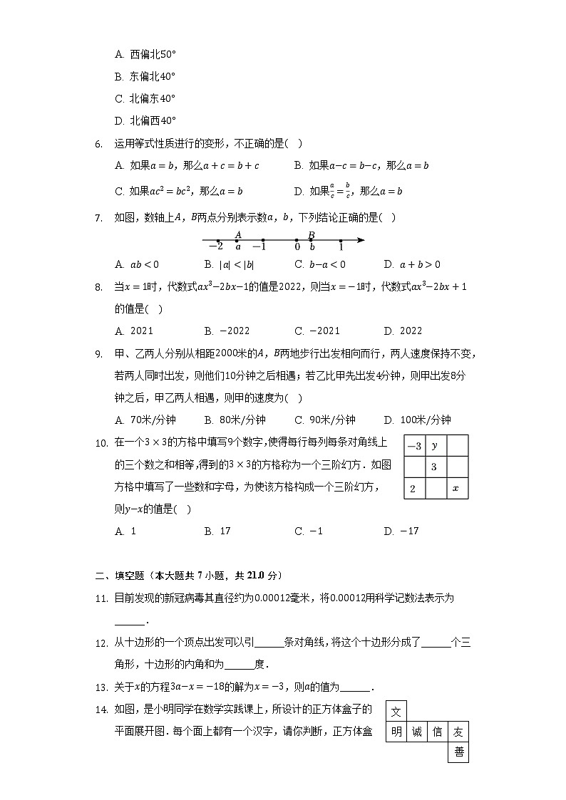 2021-2022学年陕西省西安市雁塔区高新一中七年级（上）期末数学试卷（含解析）02
