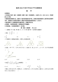 2022年陕西省榆林市初中学业水平模拟考试数学试题(word版含答案)