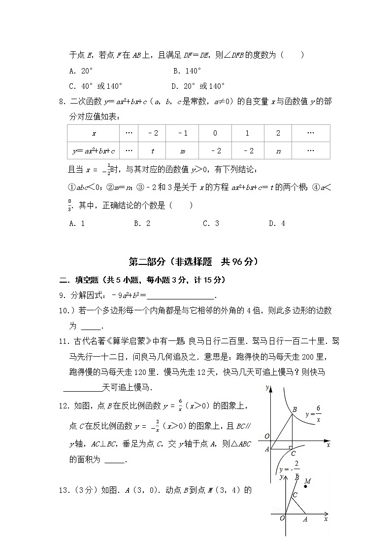 2022年陕西省宝鸡市渭滨区初中学业水平模拟考试数学试题（四）(word版含答案)第2页