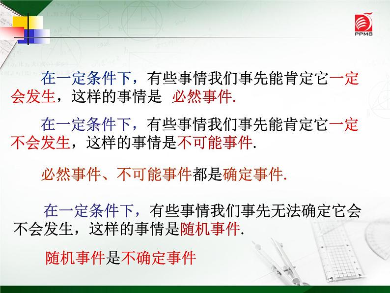 苏科版八年级下册数学：81 确定事件与随机事件课件(共24张PPT)第3页