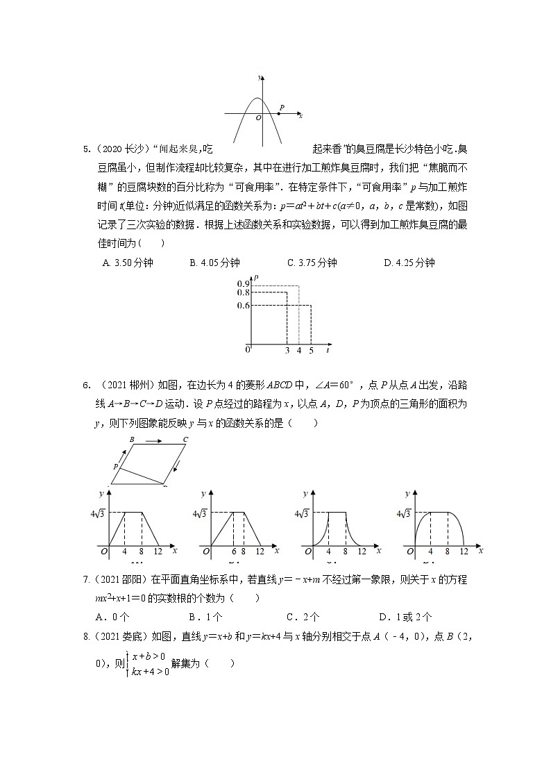 2022年长沙中考数学专题复习：函数专题测试（含答案）第2页