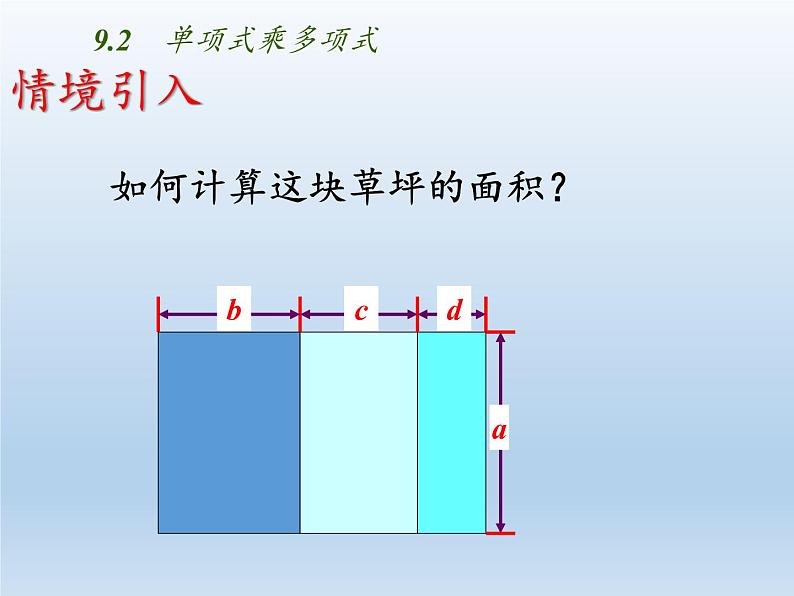 苏科版七年级数学下册 9.2 单项式乘多项式 课件03