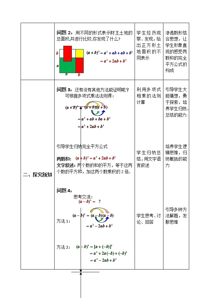 沪科版数学七年级下册 8.3 完全平方公式与平方差公式(22) 教案第2页