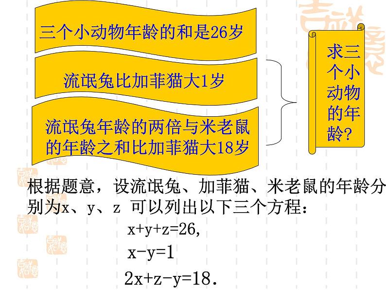 初中数学人教版七年级下册三元一次方程组的解法13课件PPT04