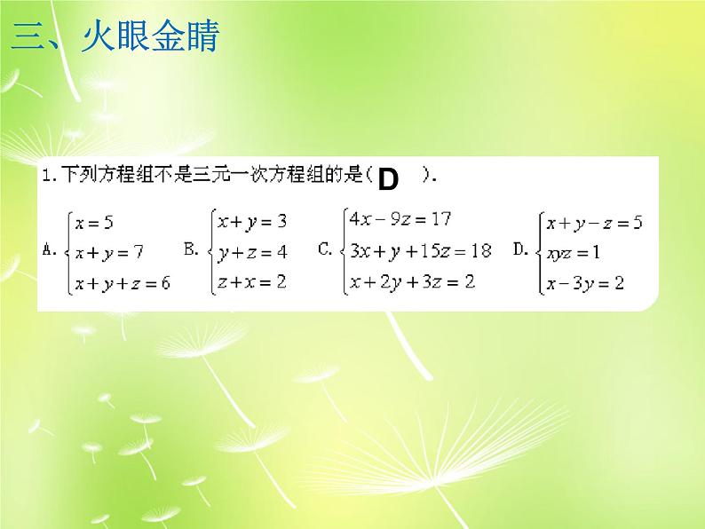 初中数学人教版七年级下册84三元一次方程组的解法课件PPT07