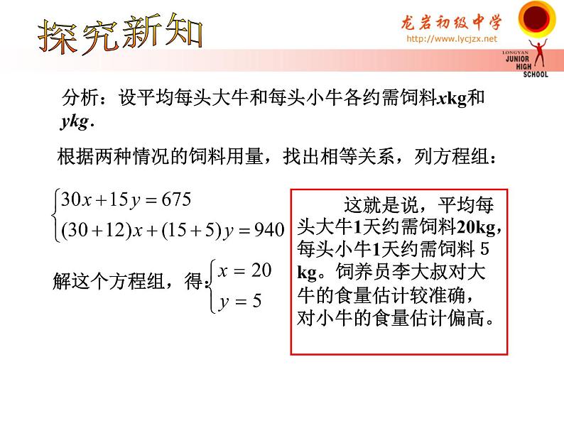 初中数学人教版七年级下册探究1牛饲料问题2课件PPT第4页