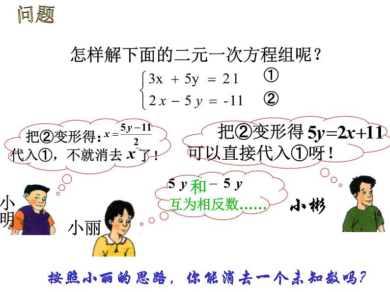 初中数学人教版七年级下册加减消元法2课件PPT02