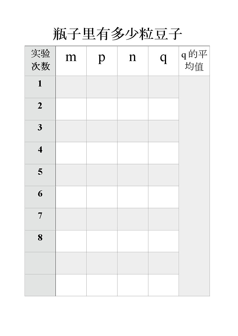 初中数学人教版七年级下册实验与探究瓶子中有多少粒豆子教案02
