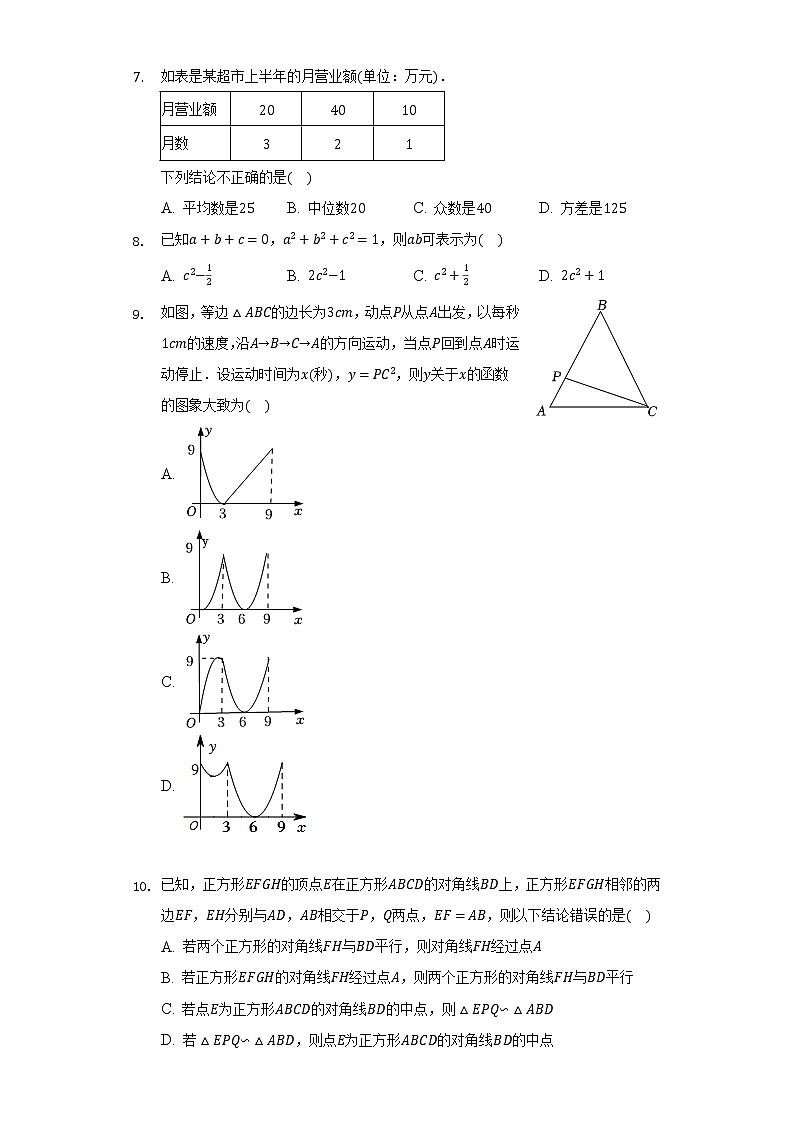 2022年安徽省名校中考数学第一次大联考试卷（含解析）第2页