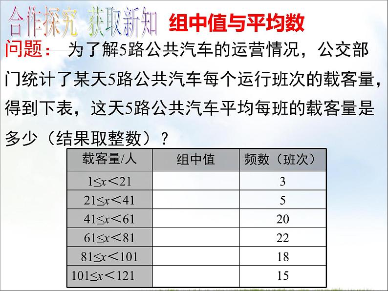 初中数学人教 版八年级下册 根据频数分布表求平均数使用计算器求平均数 课件第5页